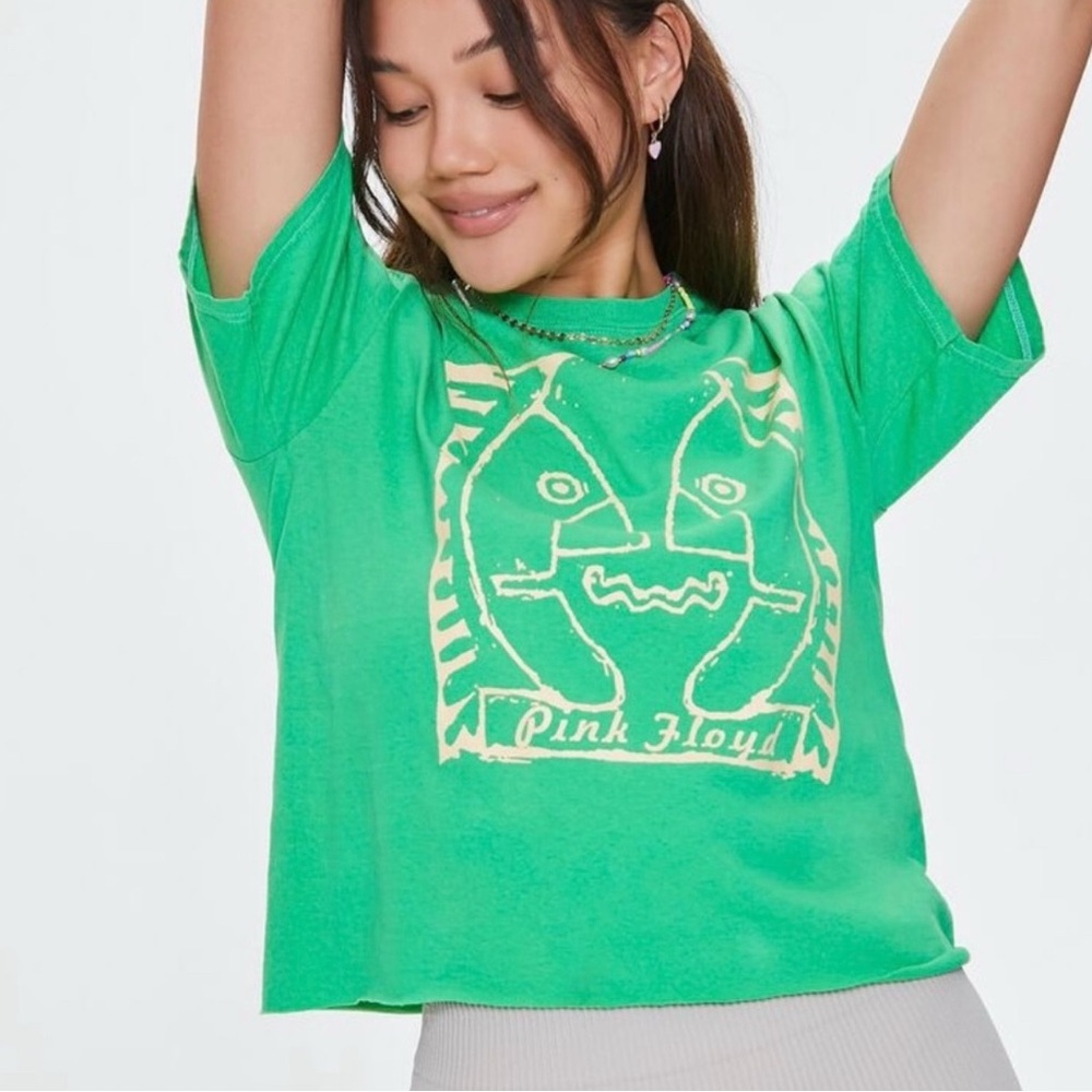 Pink Floyd Green Graphic Tee Cut Off Style indie Festival S